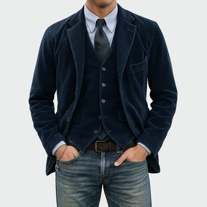 Tom™ - Conjunto de 2 peças: Blazer e Colete de Veludo