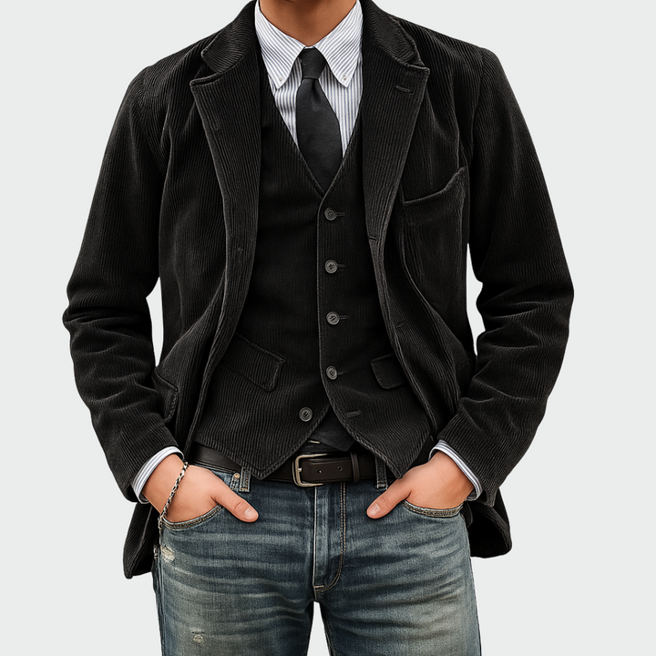 Tom™ - Conjunto de 2 peças: Blazer e Colete de Veludo