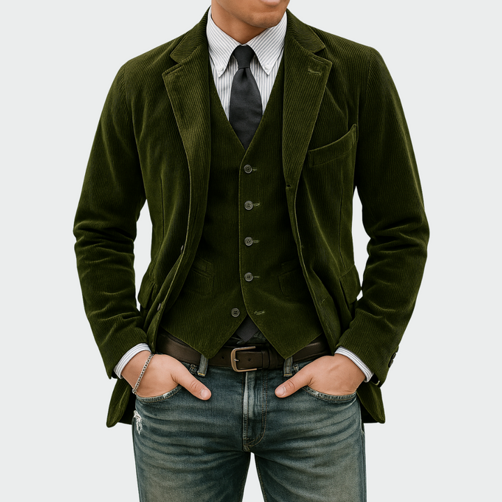 Tom™ - Conjunto de 2 peças: Blazer e Colete de Veludo